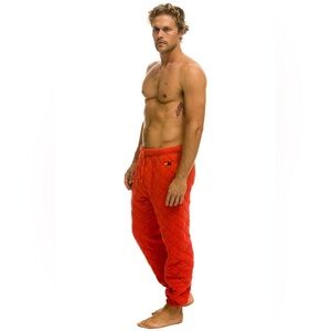 Aviator Nation NWT Quilted Sweatpants Red